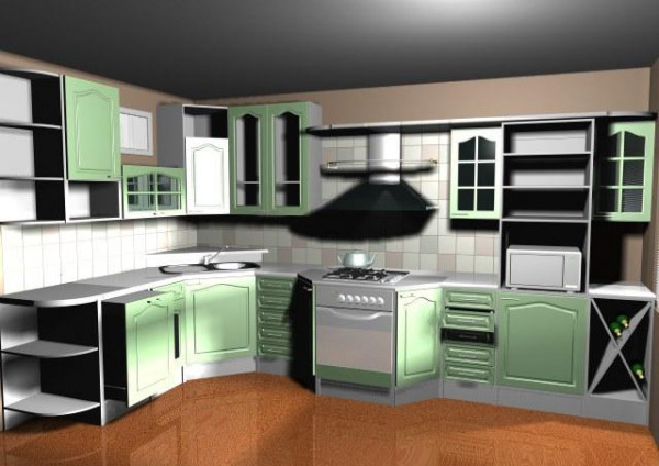 3D кухонный гарнитур. Вид А